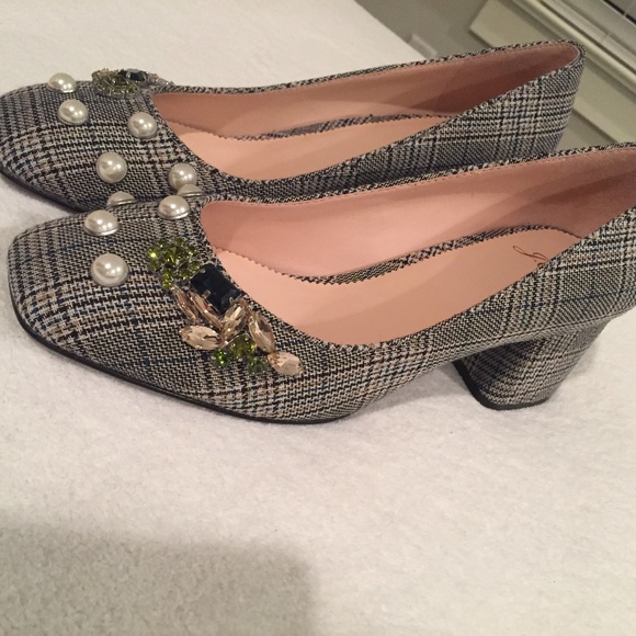 Cute J.Crew Block-Heel Pumps in embellished plaid - Picture 2 of 6